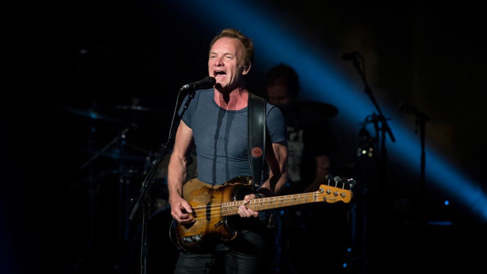 El cantante británico Sting, durante su concierto en el festival "Músicos de la Naturaleza", en 2017