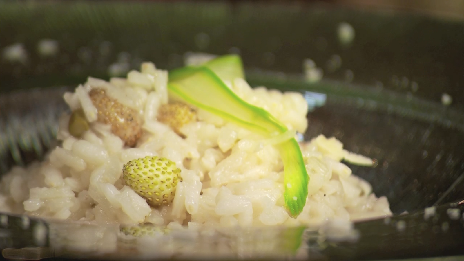 Rissotto de fresas y queso de oveja de cara negra carranzana
