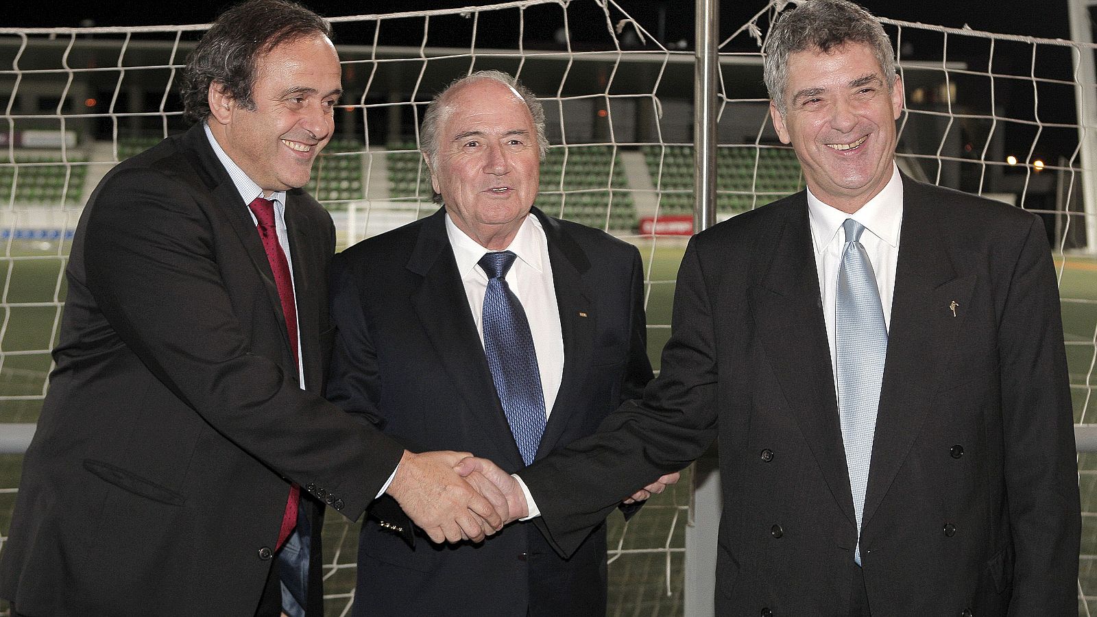 Villar, con Platini y Blatter
