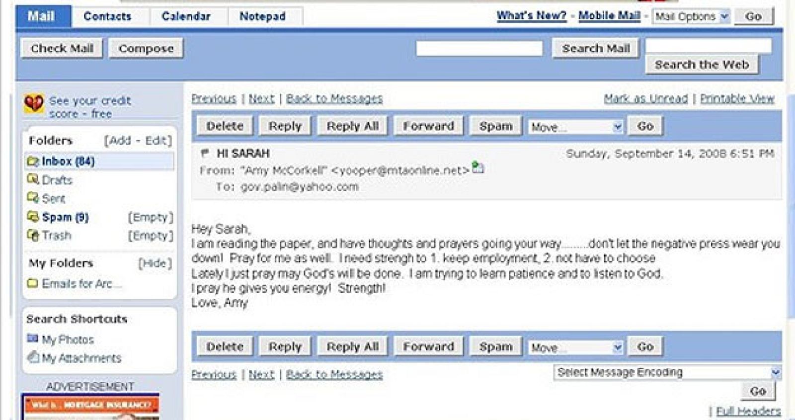 'Hackean' el mail de Palin
