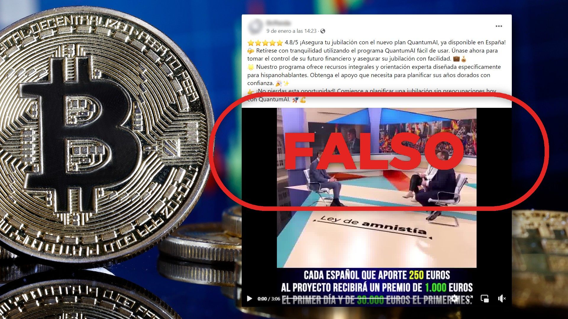 Este vídeo de Silvia Intxaurrondo y Pedro Sánchez en TVE promocionando  criptomonedas es falso