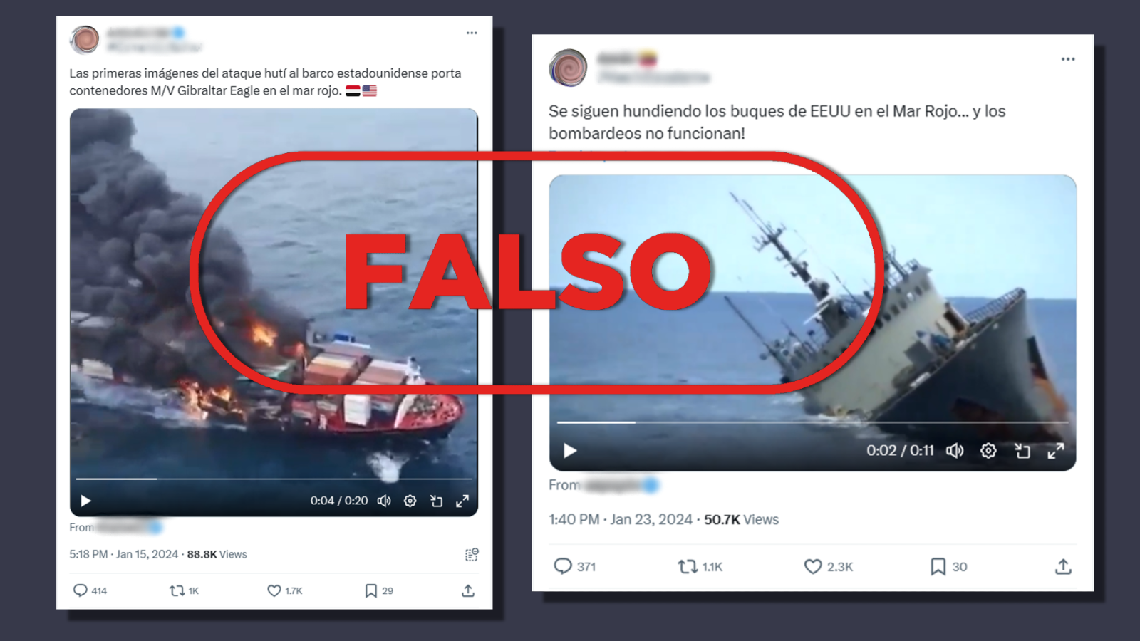 Guerra Israel-Hamás: Estos vídeos no muestran ataques hutíes en el mar Rojo