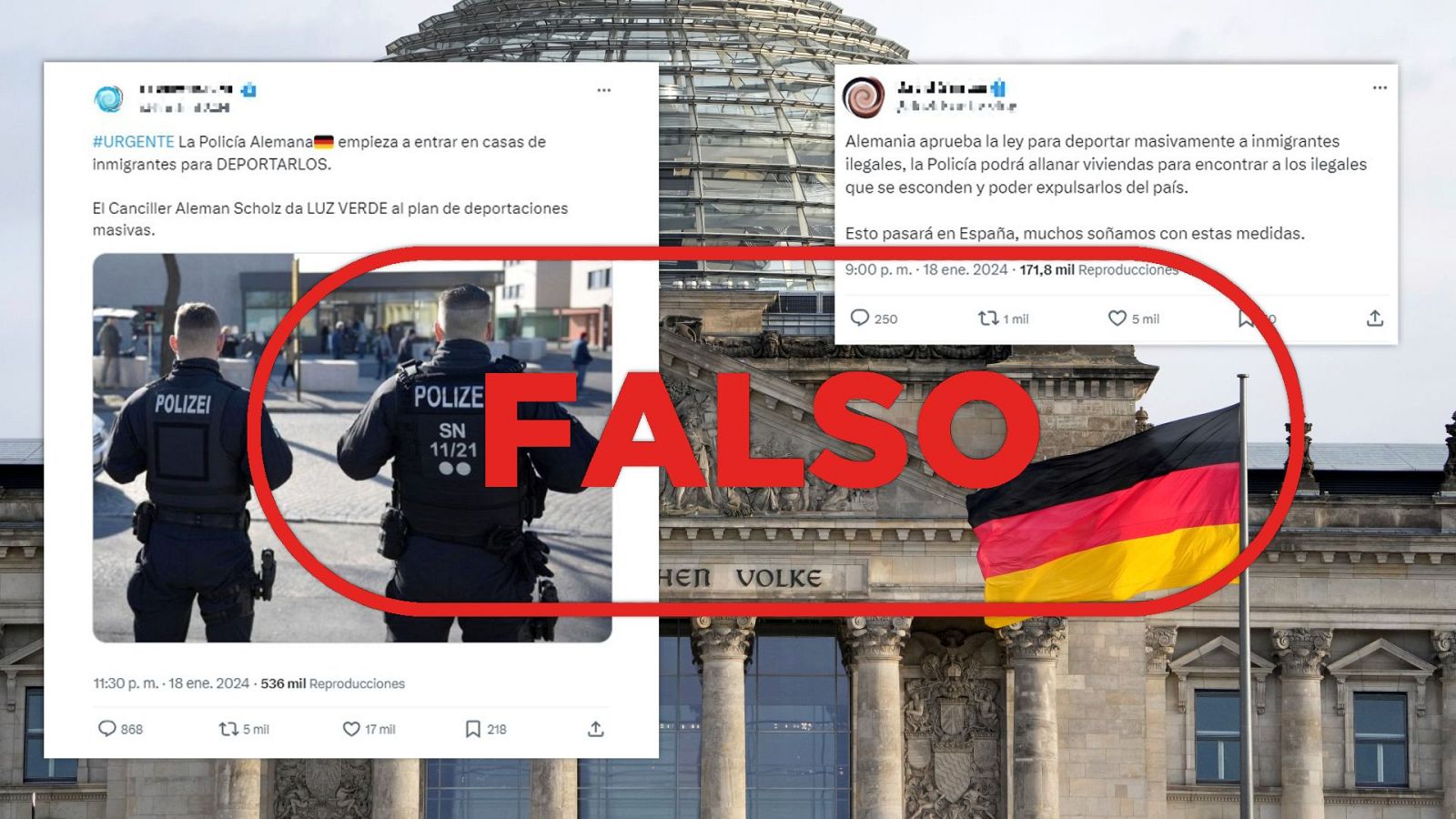 La Policía alemana no ha empezado a entrar en casas de migrantes para deportarlos