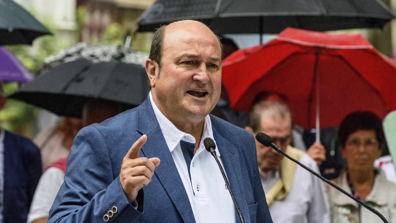 El presidente del PNV, Andoni Ortuzar, durante el acto celebrado en Bilbao con motivo del 122 aniversario de la fundación del partido