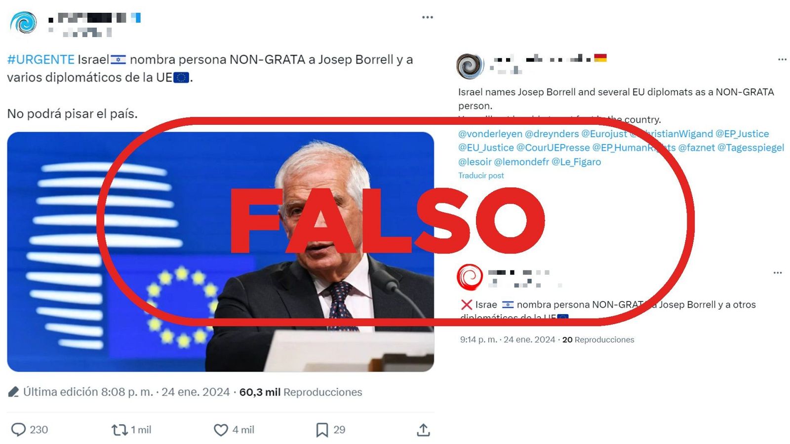 Guerra en Gaza: Borrell no ha sido nombrado persona non grata por Israel