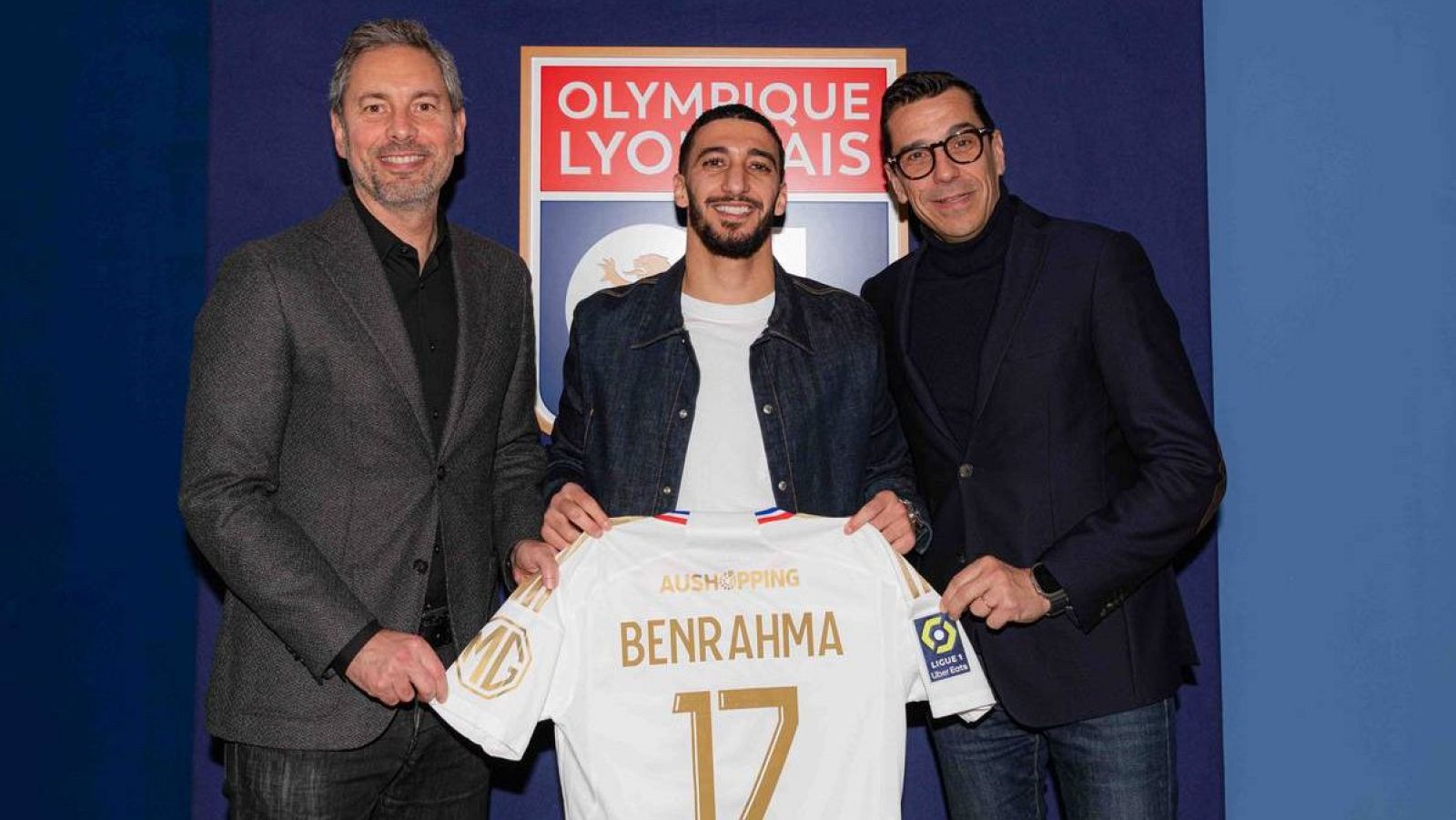 Said Benrahma, en su presentación con el Olympique de Lyon