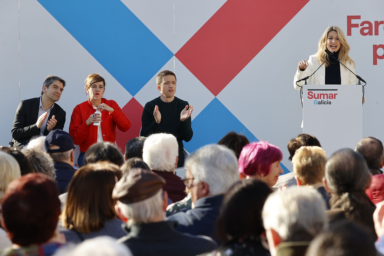 Elecciones Galicia 2024: Díaz, Lois y Errejón, en un acto de Sumar en Ferrol