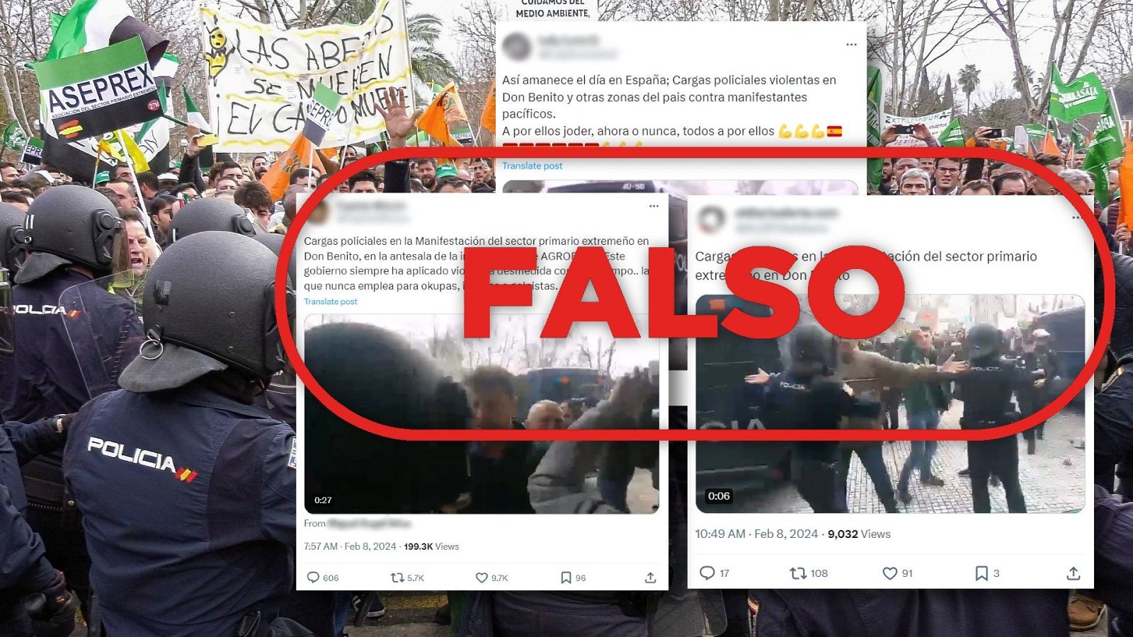 Protesta de agricultores: Este vídeo de cargas policiales contra agricultores en Don Benito es de 2020