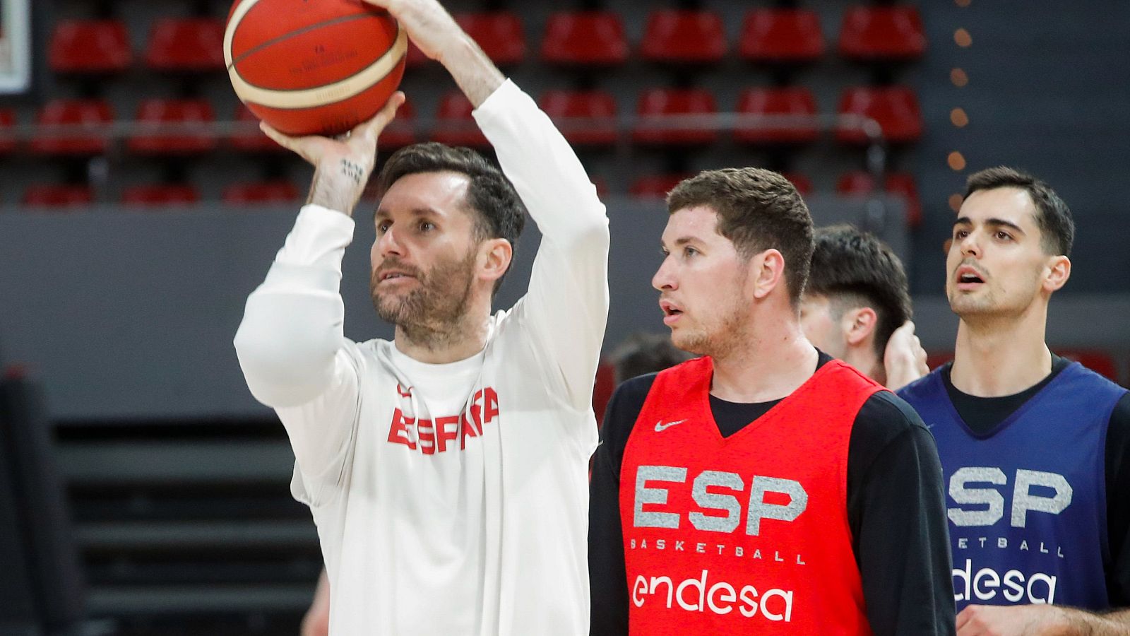 Rudy Fernández, en un entrenamiento de la selección española en Zaragoza
