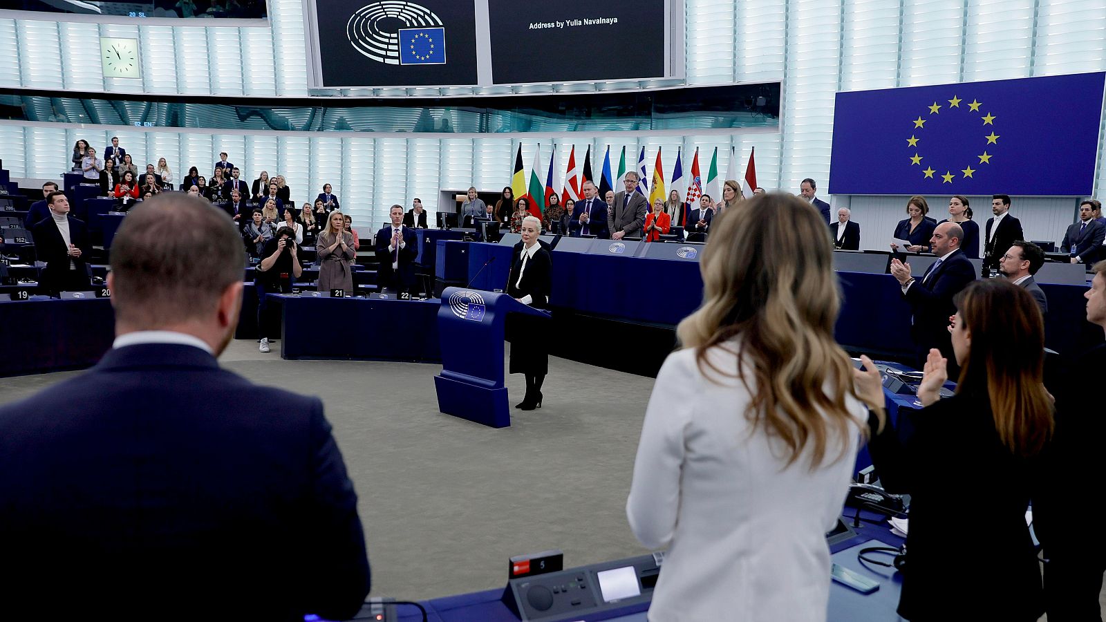 La viuda de Alexéi Navalni, Yulia Navalnaya, interviene ante el Parlamento Europeo