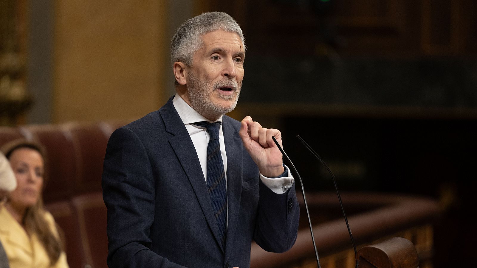 El ministro de Interior, Fernando Grande-Marlaska, durante las interpelaciones en una sesión plenaria en el Congreso (EP)