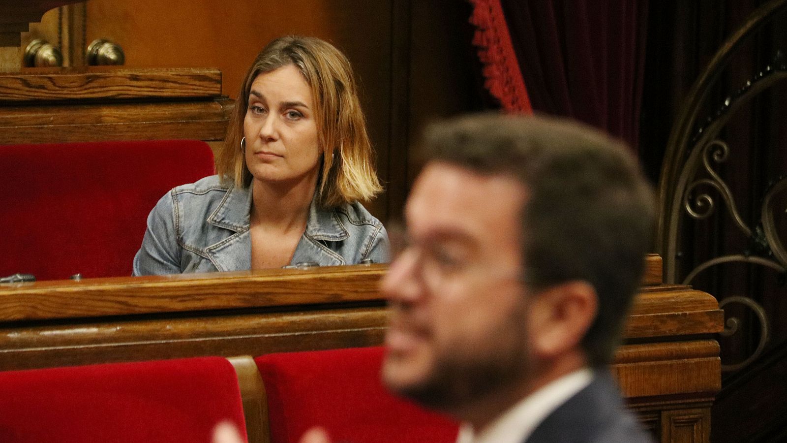 La líder d'En Comú Podem, Jéssica Albiach, amb el president del Govern, Pere Aragonès  | Sílvia Jardí