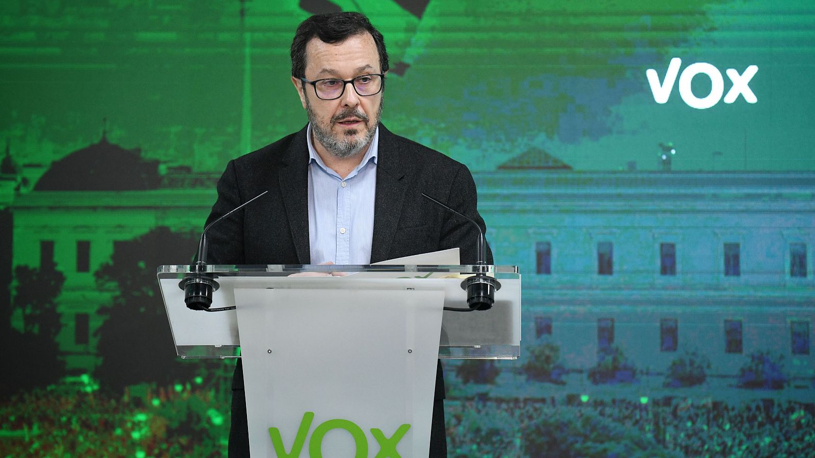 El nuevo portavoz de VOX, José Antonio Fúster, durante una rueda de prensa