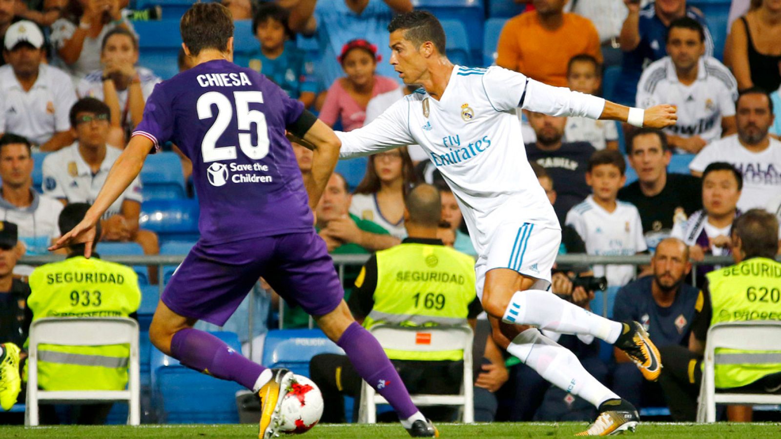 Cristiano Ronaldo, durante el Trofeo Santiago Bernabéu ante el Fiorentina italiano