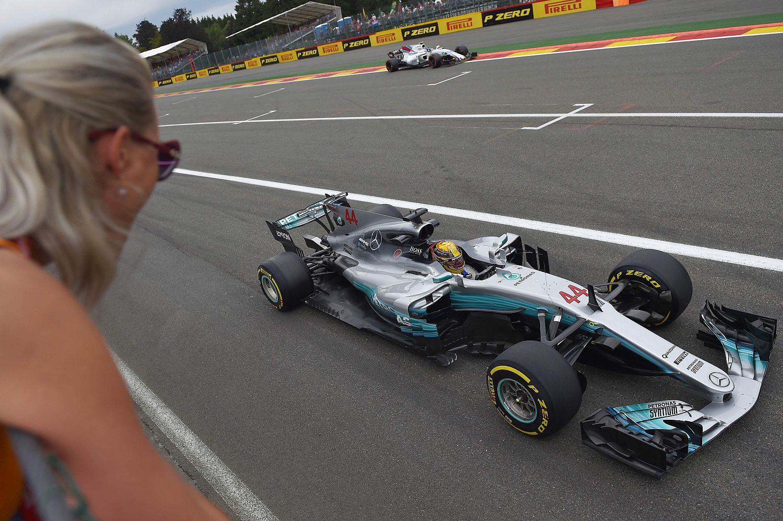 Hamilton, durante los entrenamientos en Spa-Francorchamps