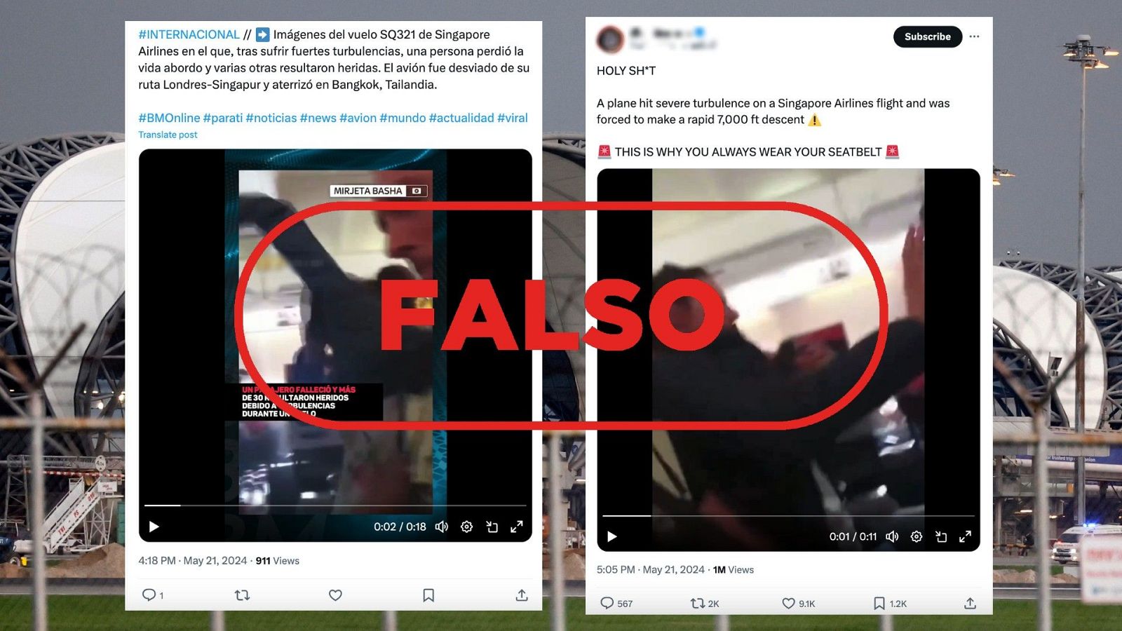 Este vídeo no muestra las turbulencias del vuelo de Singapur