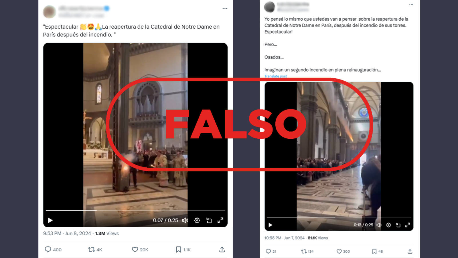 No es la reapertura de la catedral de Notre Dame, es falso
