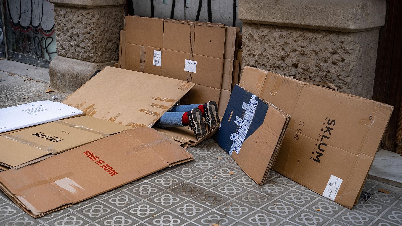 Persona en situación de calle en Girona