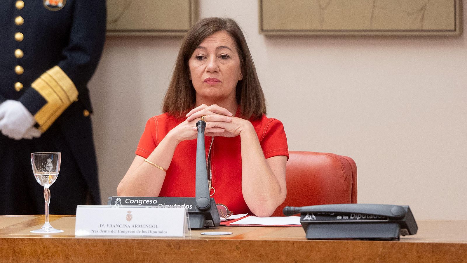 La presidenta del Congreso, Francina Armengol, durante el acto de entrega de la IV edición del ‘Premio 15 de junio’ a la concordia.