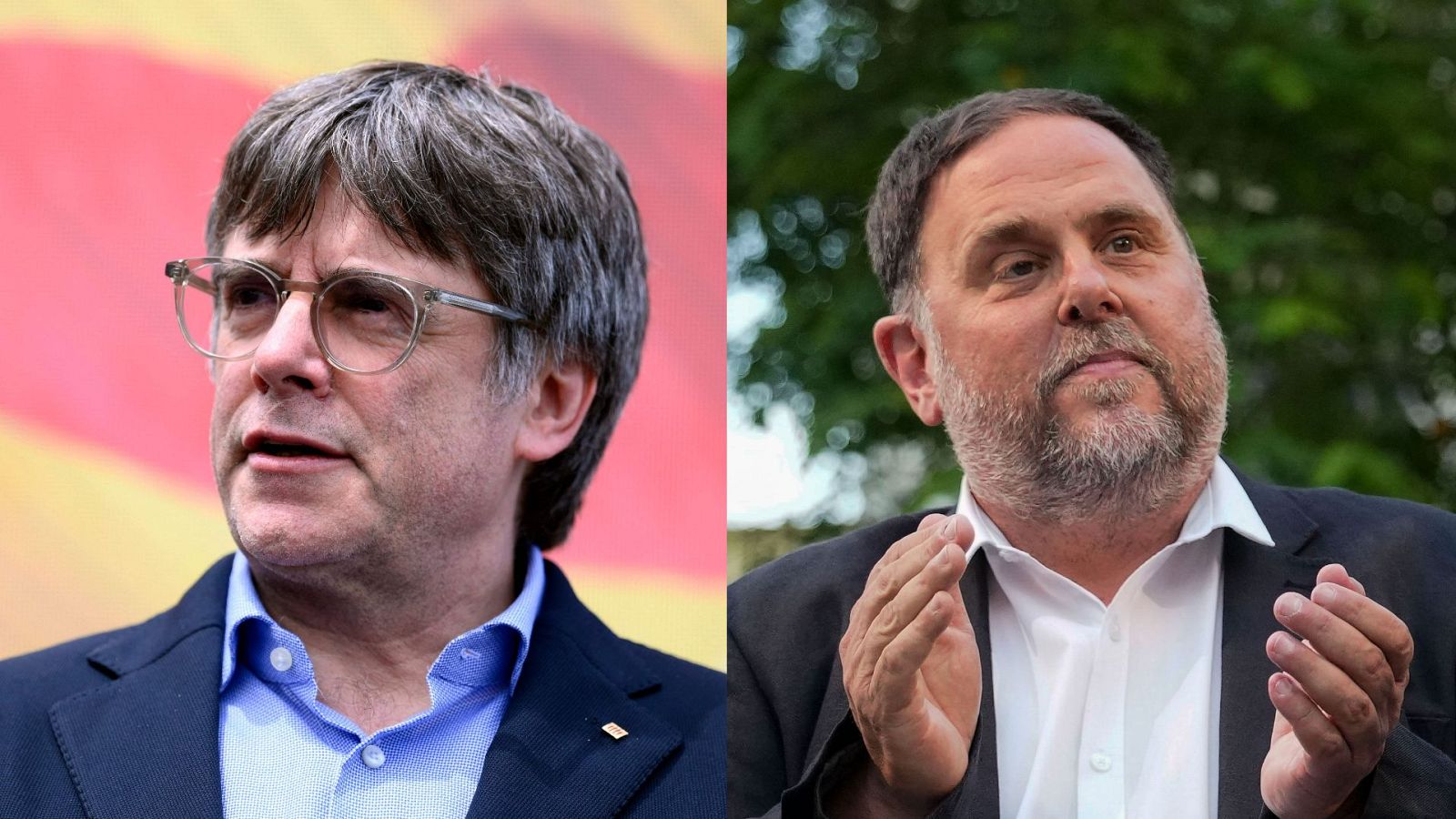 Carles Puigdemont (i) y Oriol Junqueras (d)