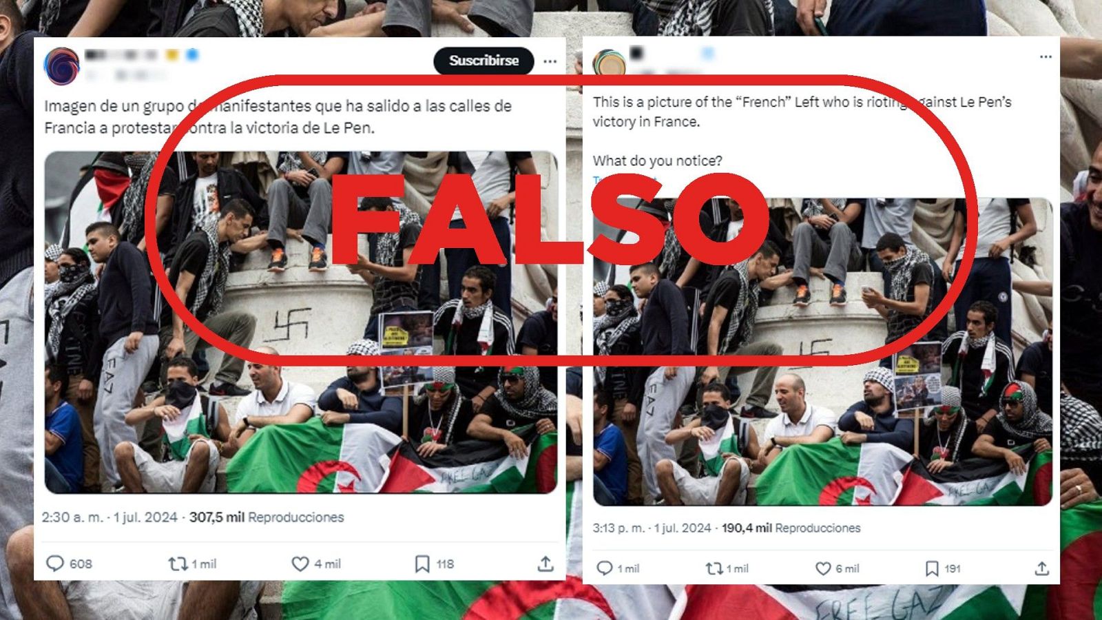 Esta imagen no muestra manifestantes protestando contra la ultraderecha en Francia