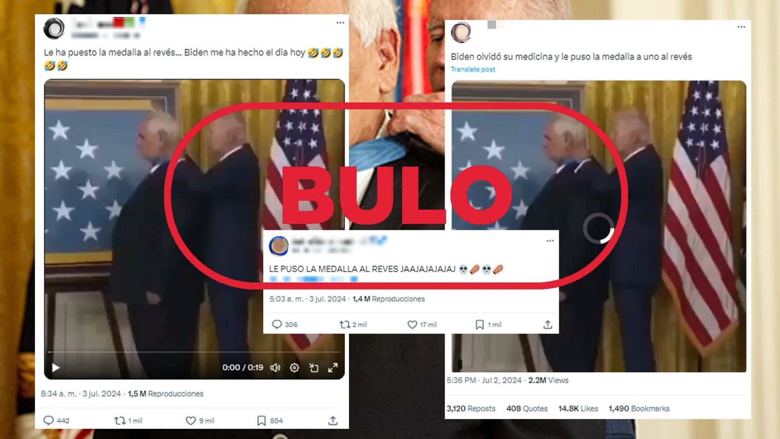 Biden no coloca al revés una medalla a un veterano de guerra, es un bulo