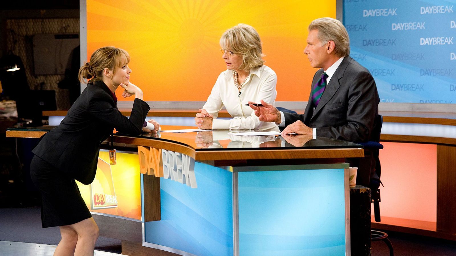 Rachel McAdams, Diane Keaton y Harrison Ford en el plató de 'Morning Glory'