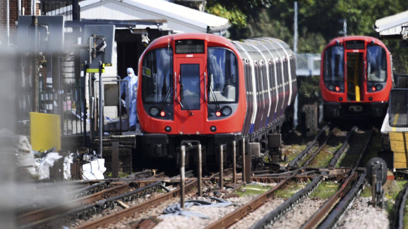 Imagen del vagón del tren en el que se produjo la explosión en la estación de metro Parsons Green en Londres.