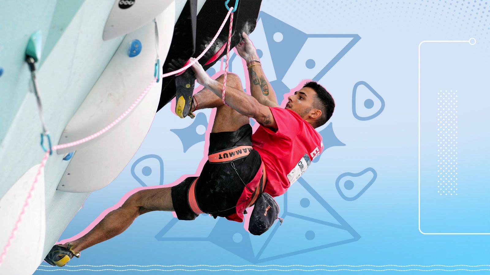 Alberto Ginés compite en la final de escalada en los Juegos Olímpicos de París 2024