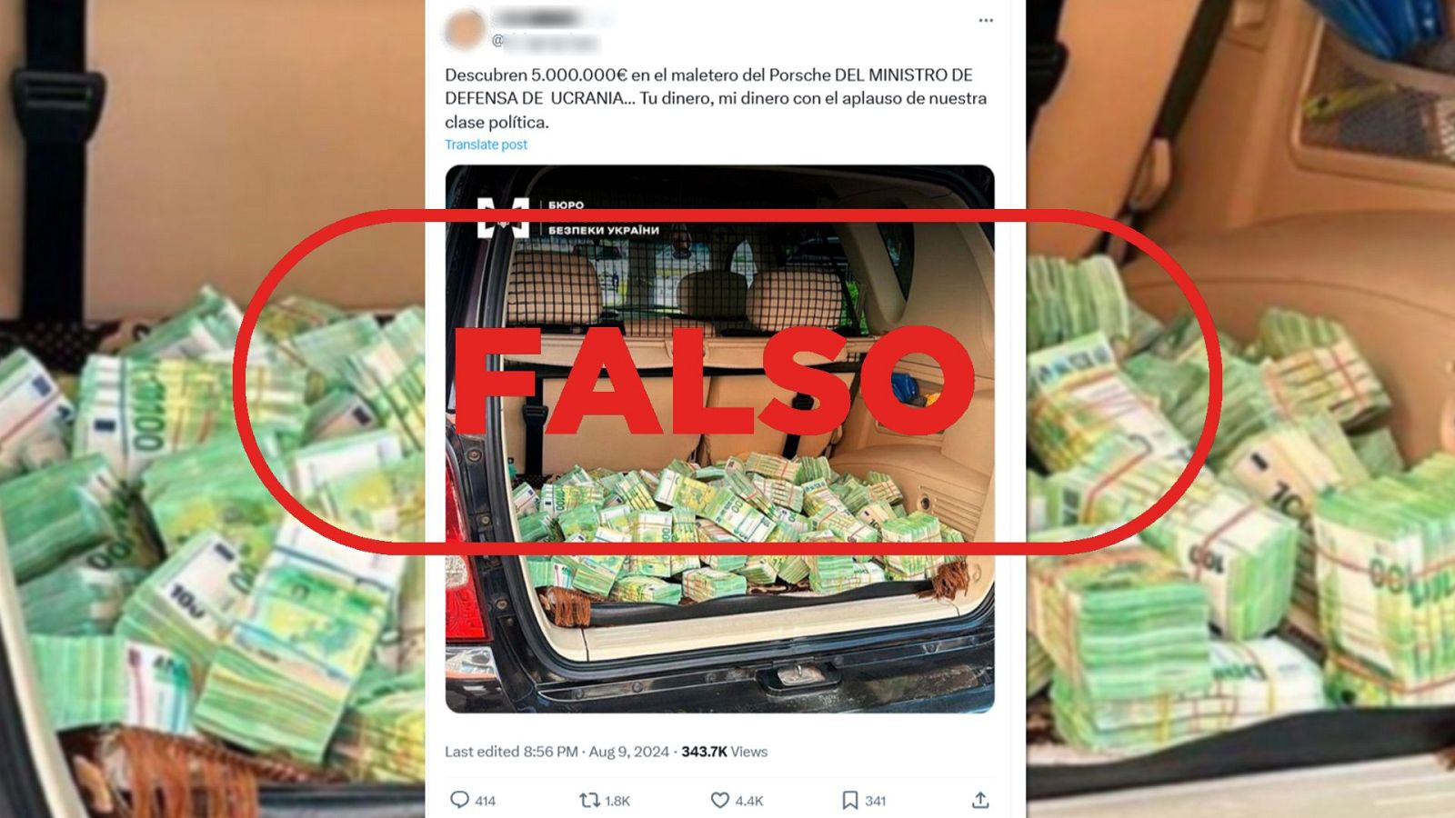 Este coche con fajos de billetes no es del ministro de Defensa de Ucrania