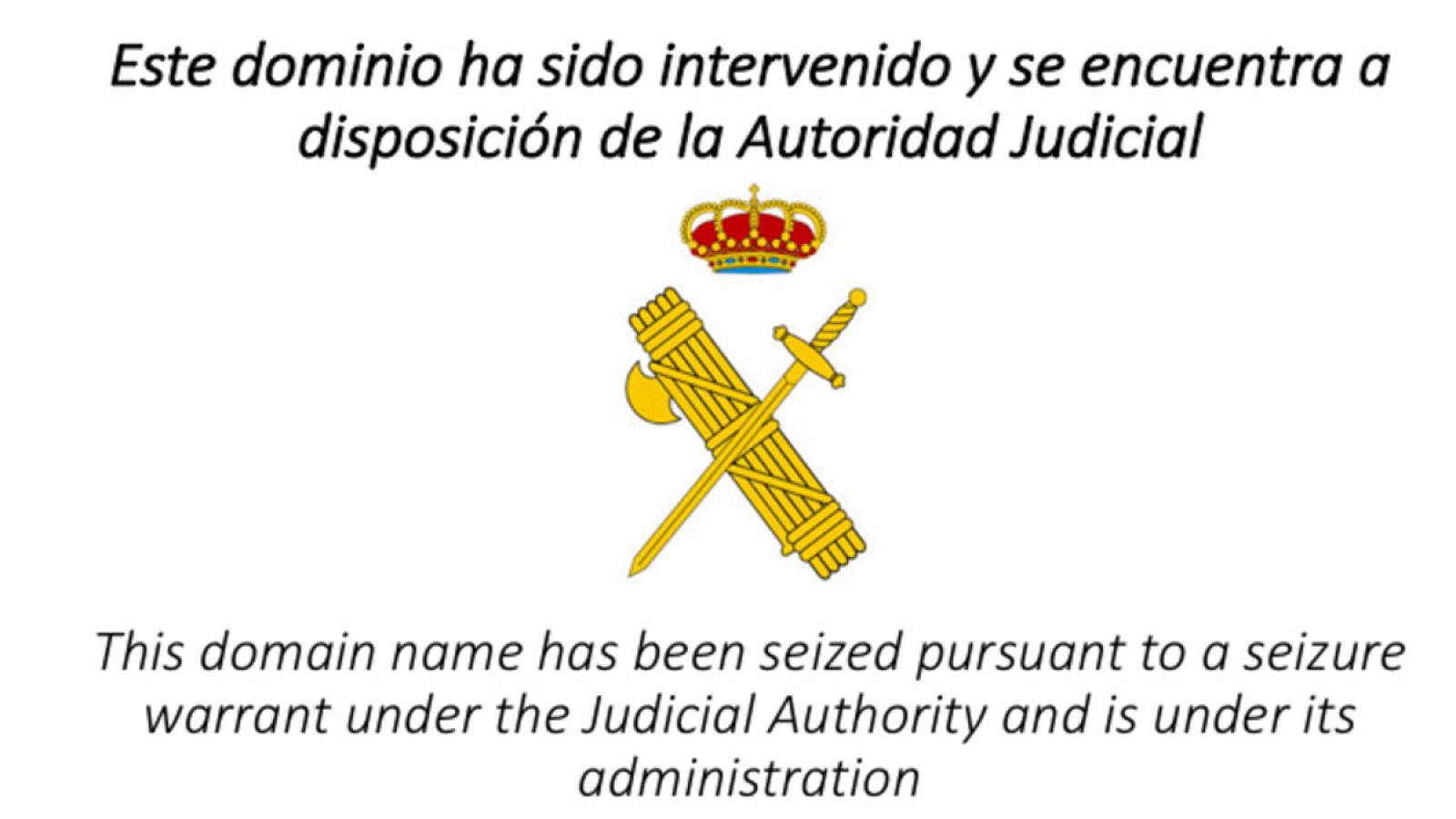 Mensaje que aparece en la página web de la ANC