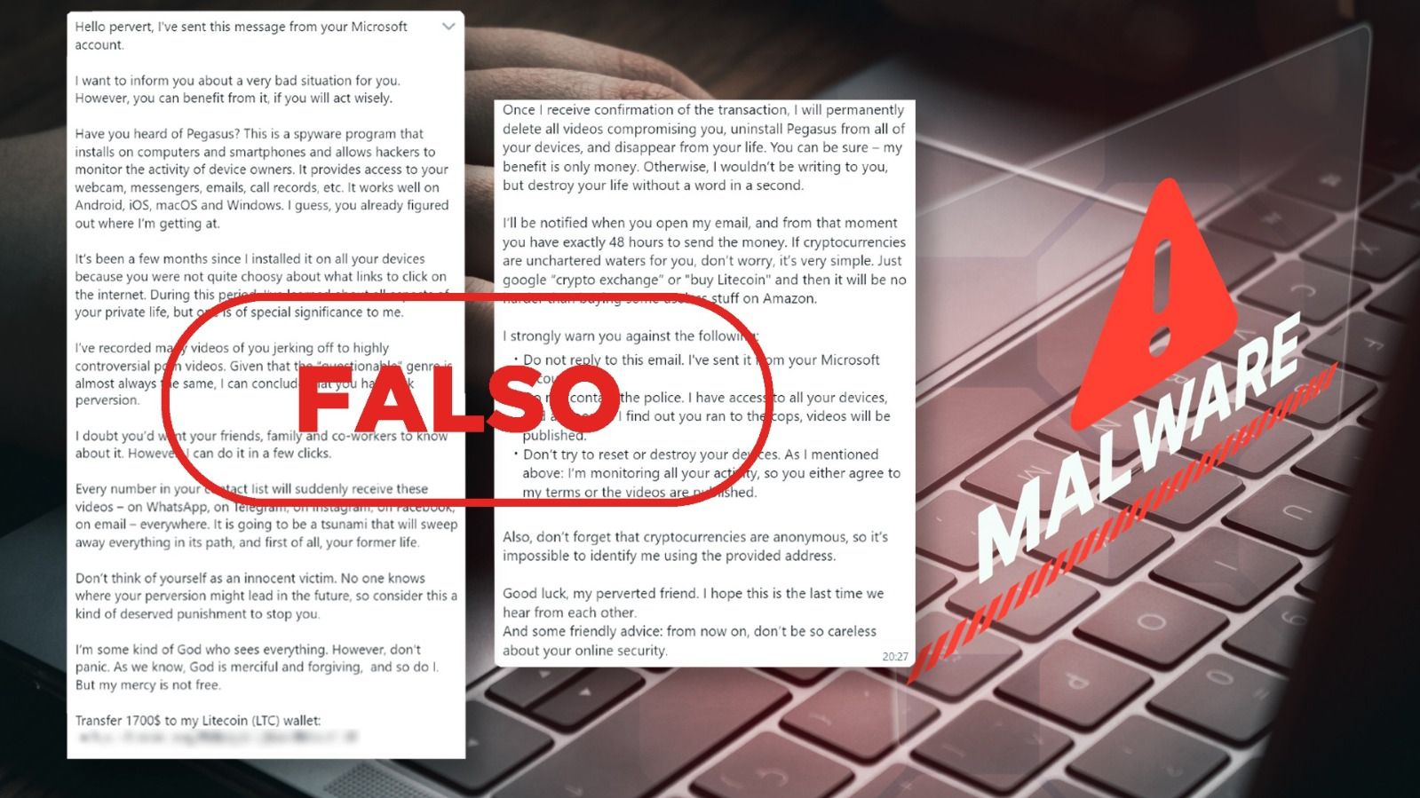 No tienen vídeos íntimos tuyos gracias a Pegasus, es un fraude