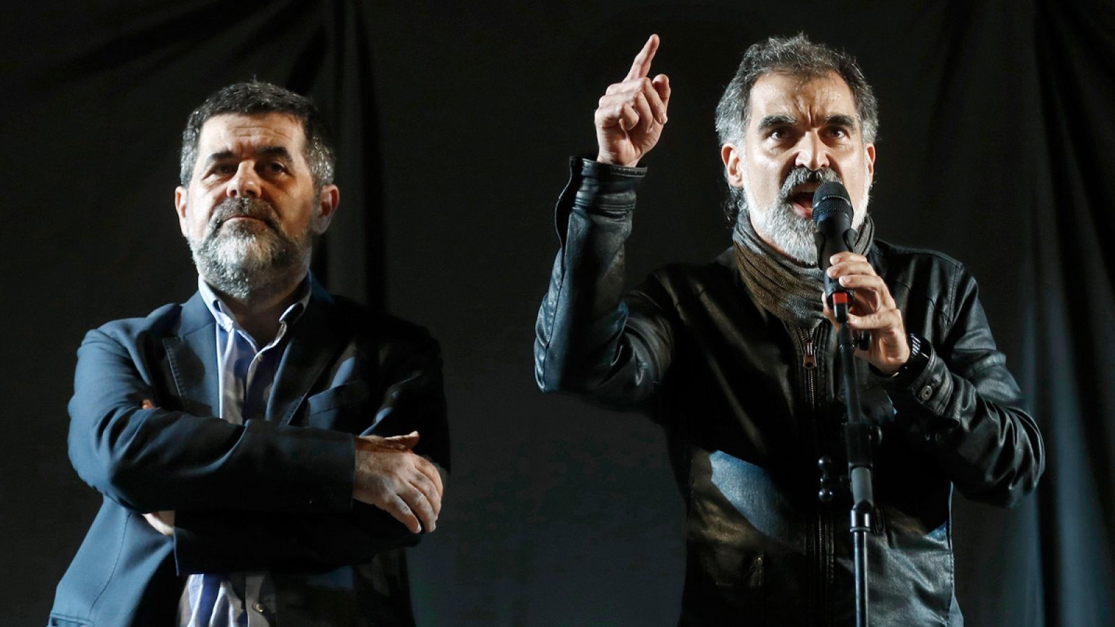 El presidente de la ANC, Jordi Sánchez, y el presidente de Omnium Cultural, Jordi Cuixart