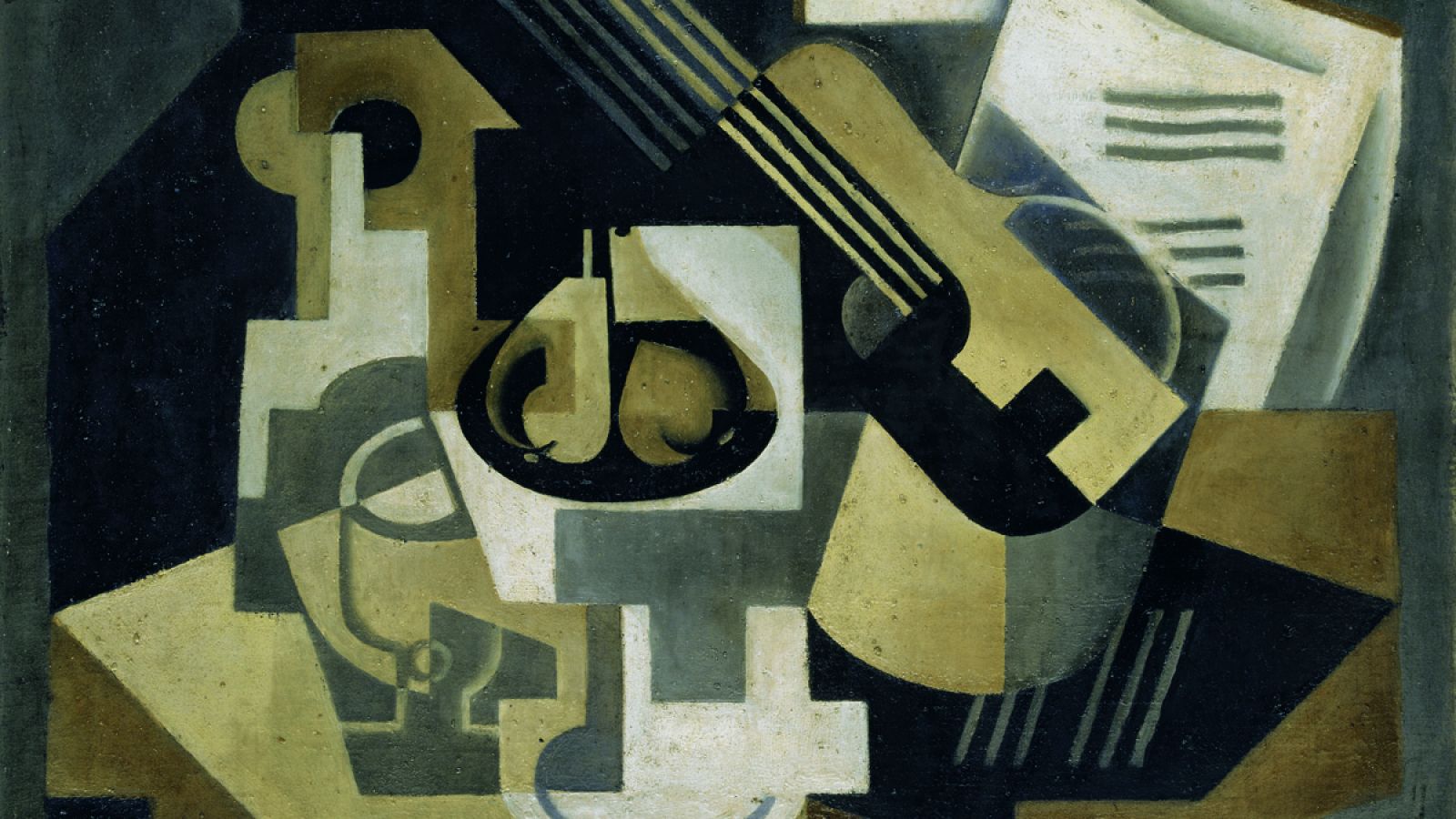 Detalle de 'Guitarra y frutero' (1918), de Juan Gris.