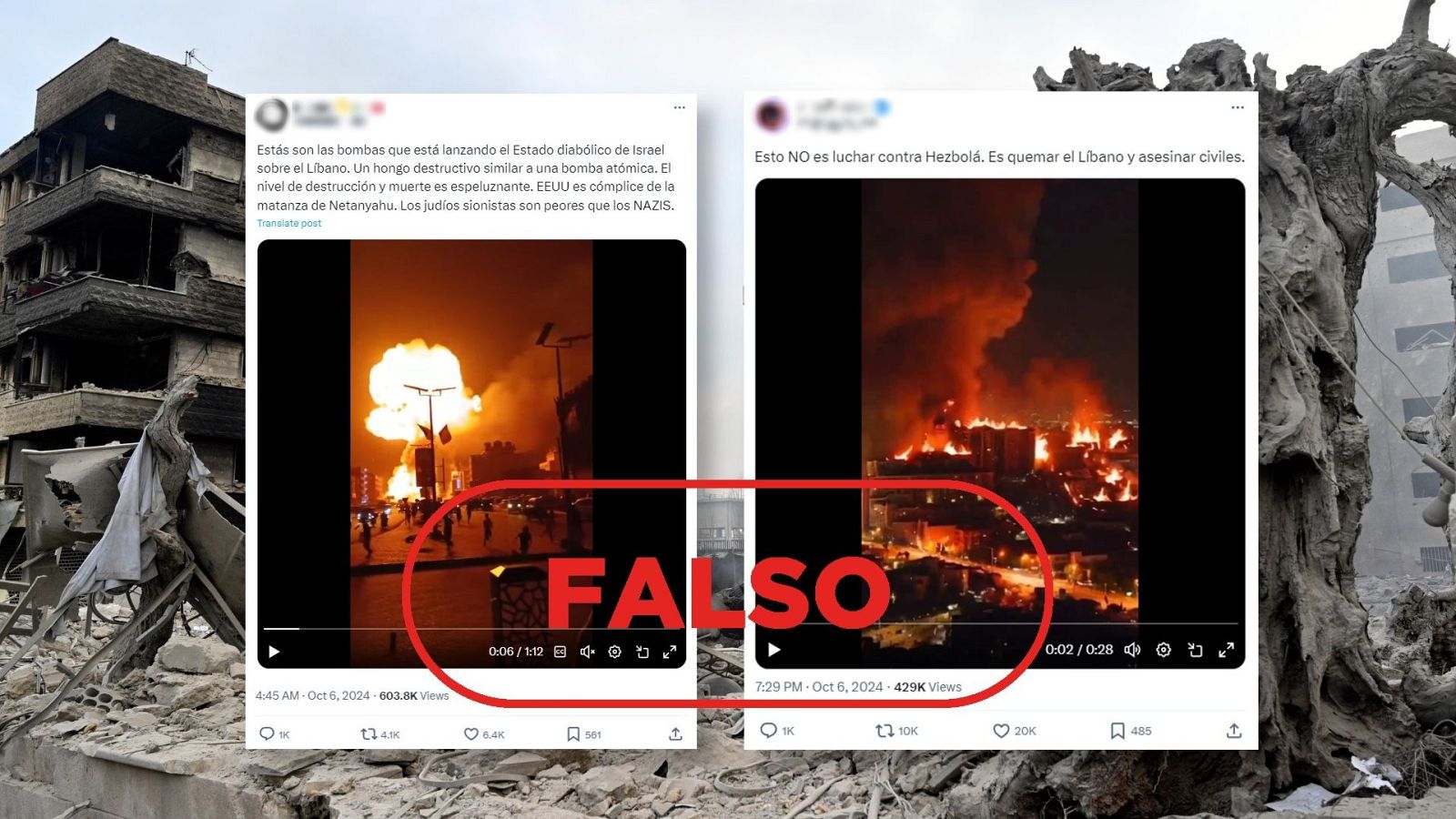 Estos dos vídeos no muestran ataques de Israel en Líbano