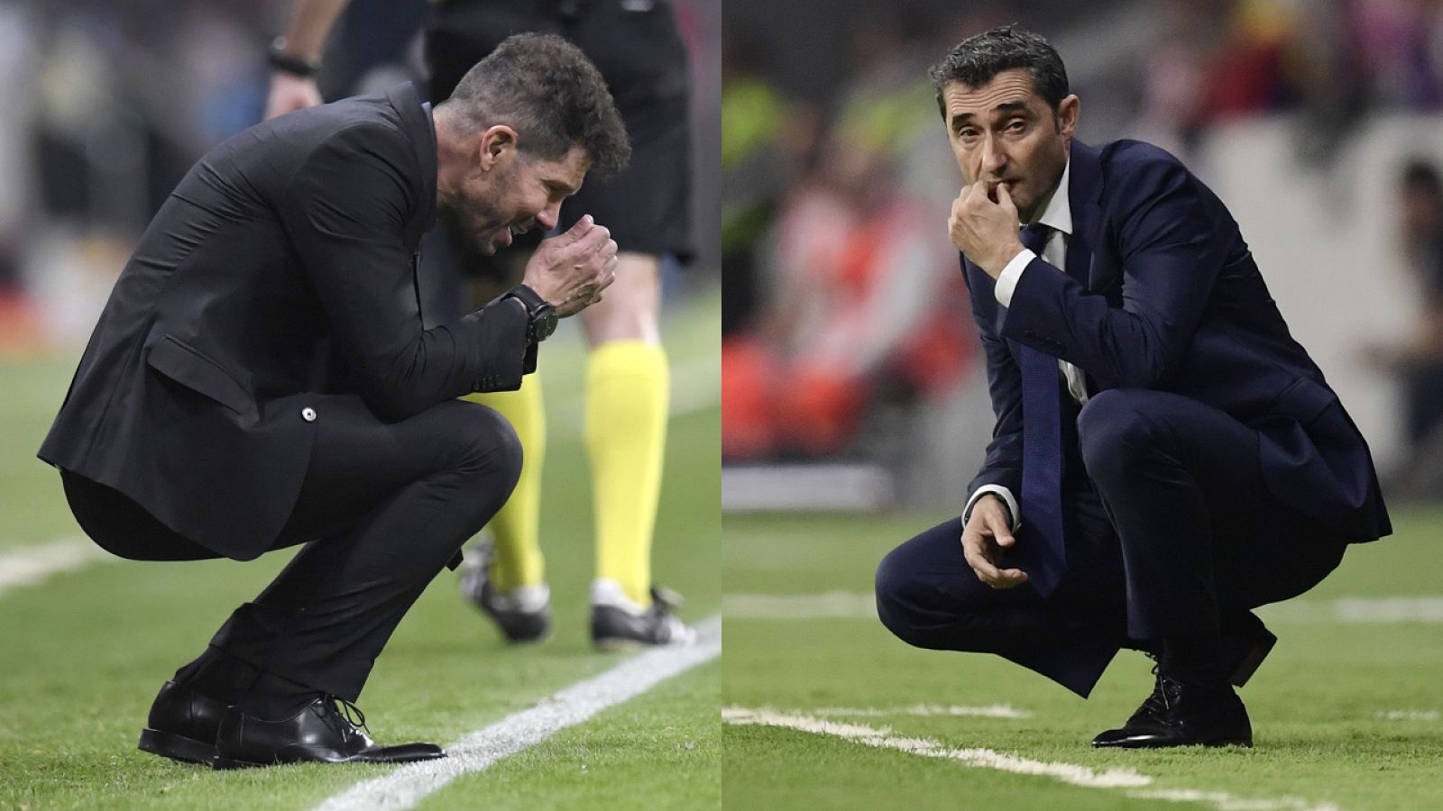 Simeone y Valverde, durante el partido de este sábado