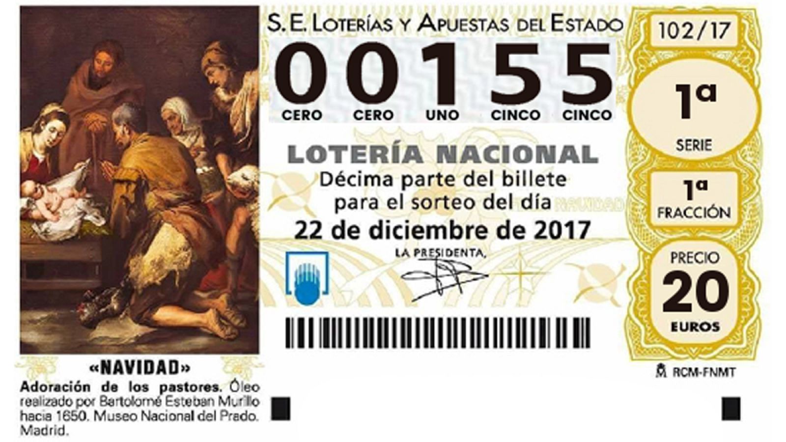 El 00155, el número más codiciado para el sorteo de la Lotería de Navidad