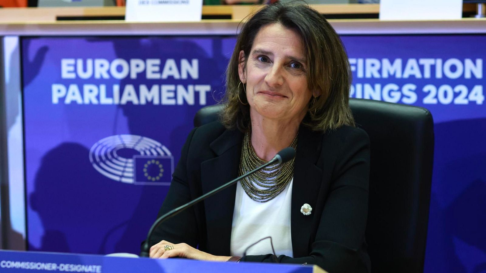 La vicepresidenta tercera y ministra para la Transición Ecológica, Teresa Ribera, en el Parlamento Europeo