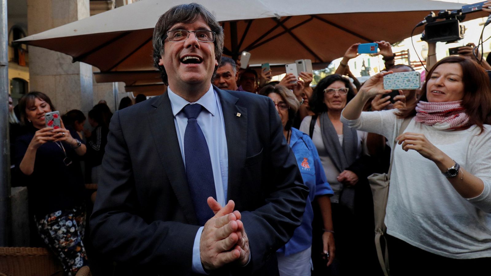 El expresidente de la Generalitat Carles Puigdemont, en Girona antes de refugiarse en Bélgica