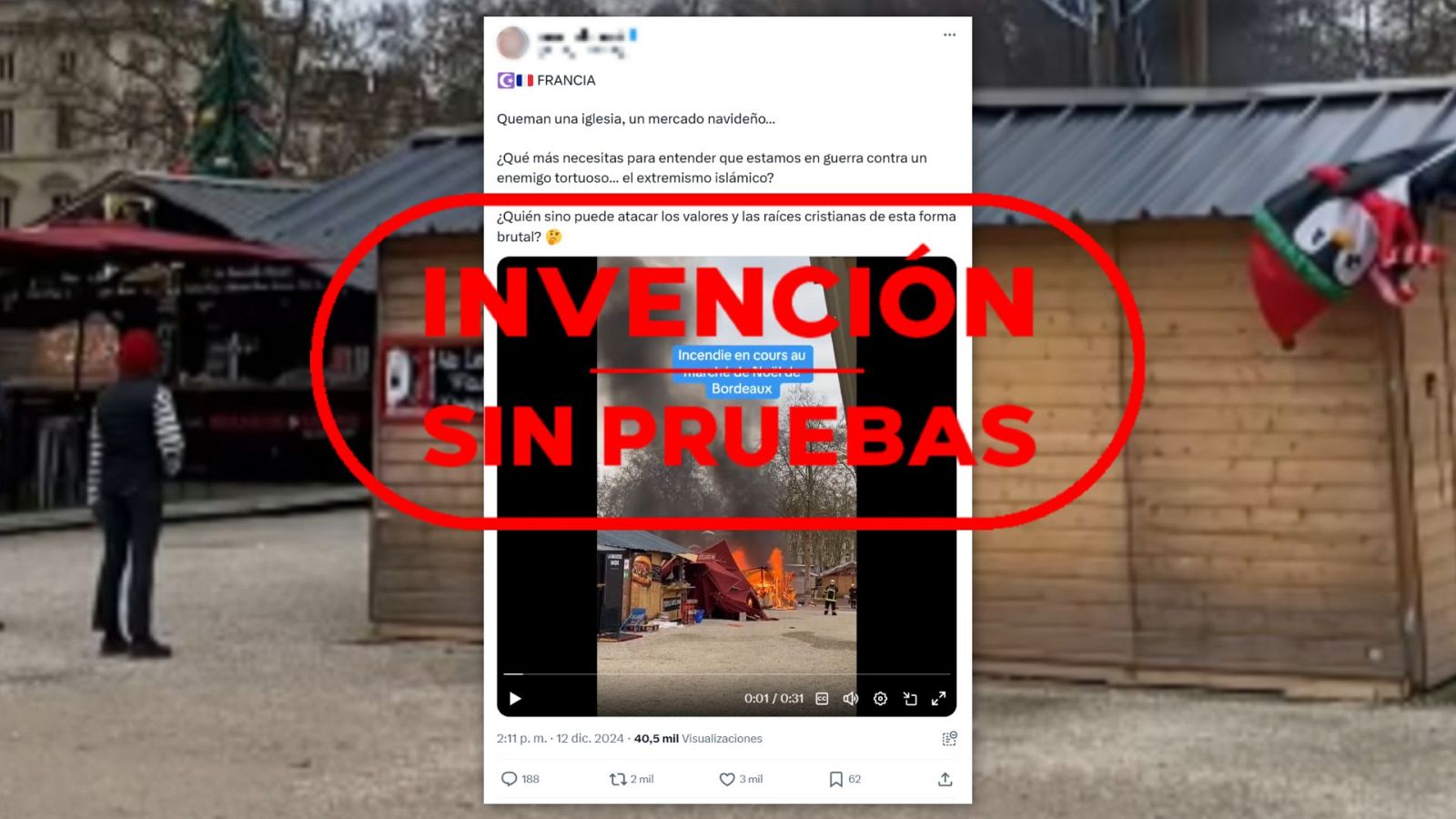 No hay pruebas de que este incendio en un mercado navideño sea provocado