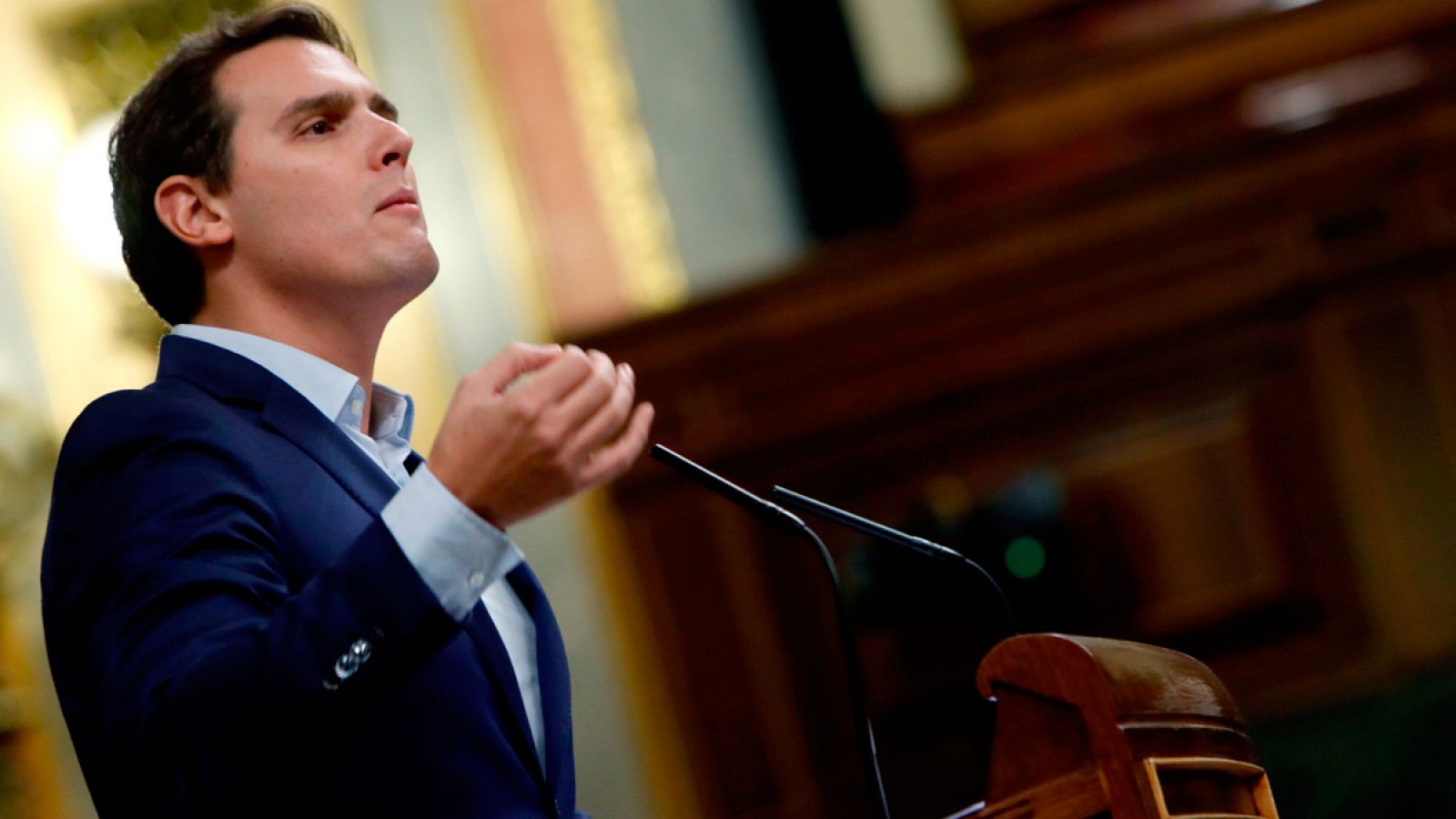 El presidente de Ciudadanos, Albert Rivera, durante su intervención en el pleno del Congreso de los Diputados