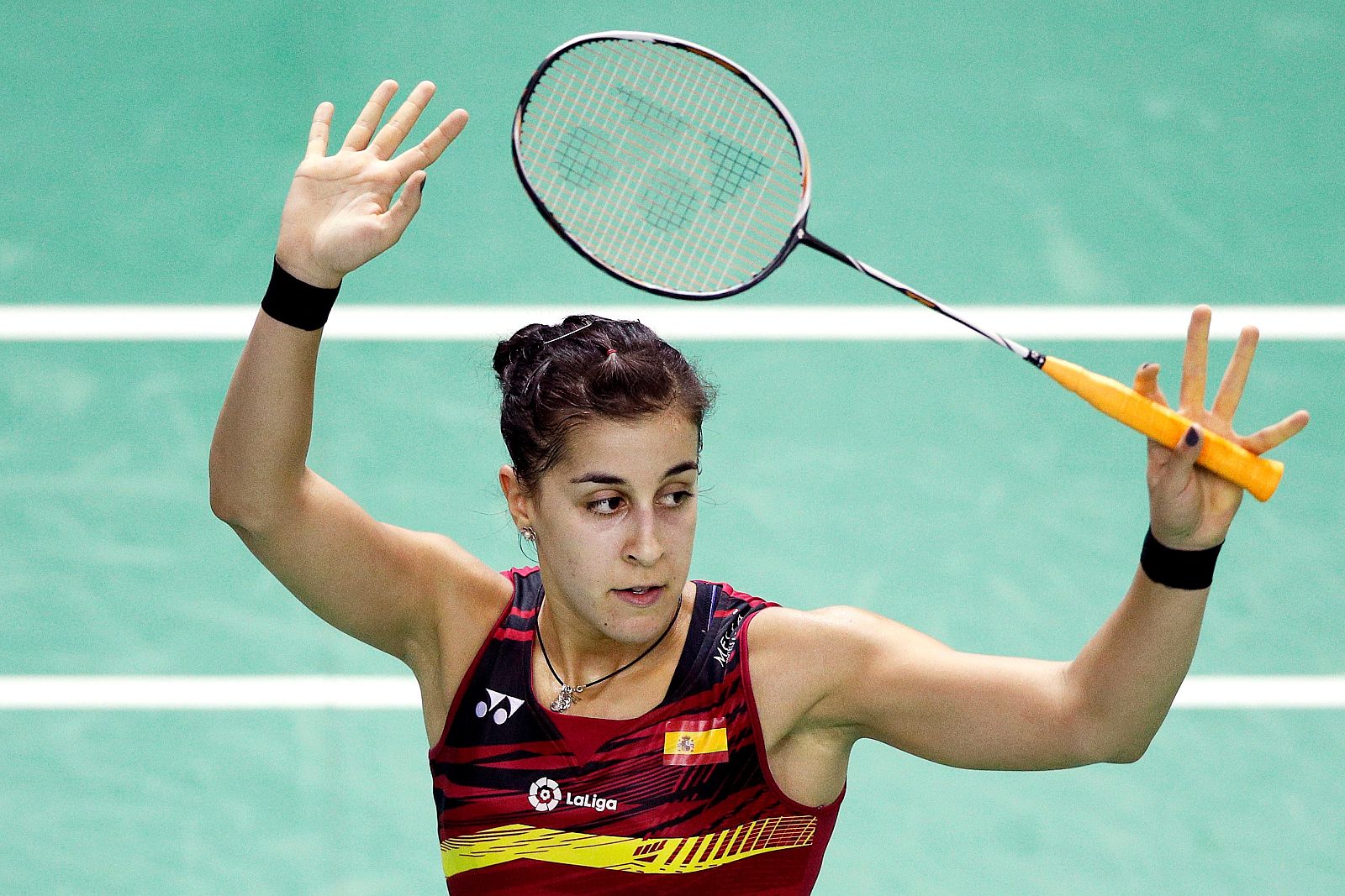 Marín saluda tras ganar un partido reciente