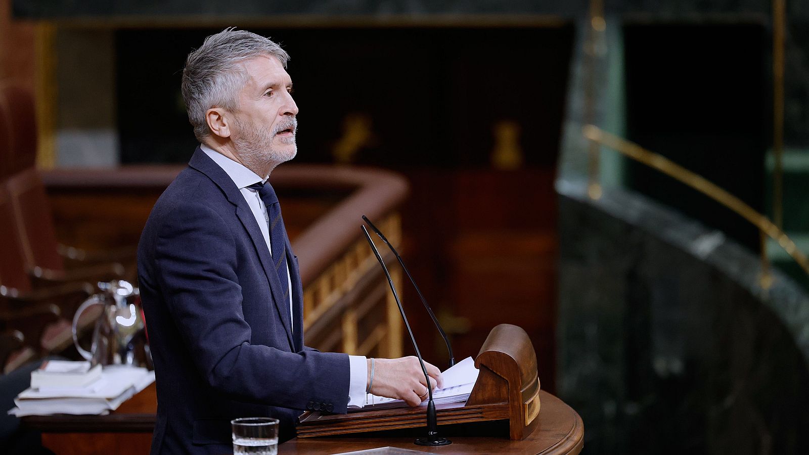 El ministro de Interior, Fernando Grande-Marlaska, durante su comparecencia en el Congreso