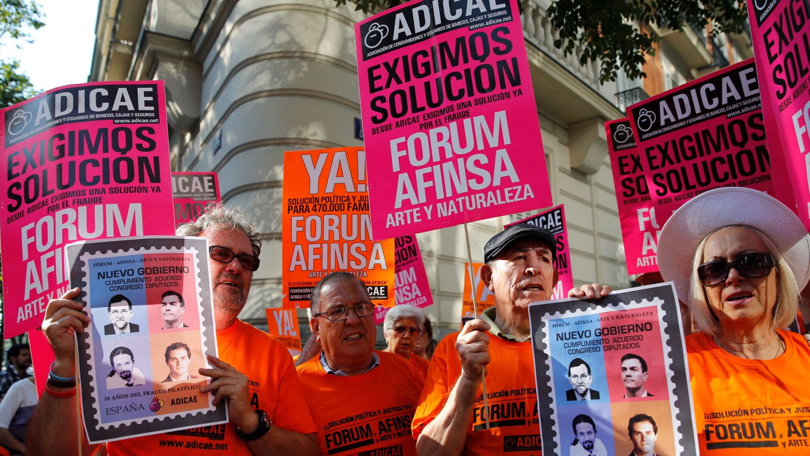 Protesta de los afectados de Fórum y Afinsa en julio de 2016