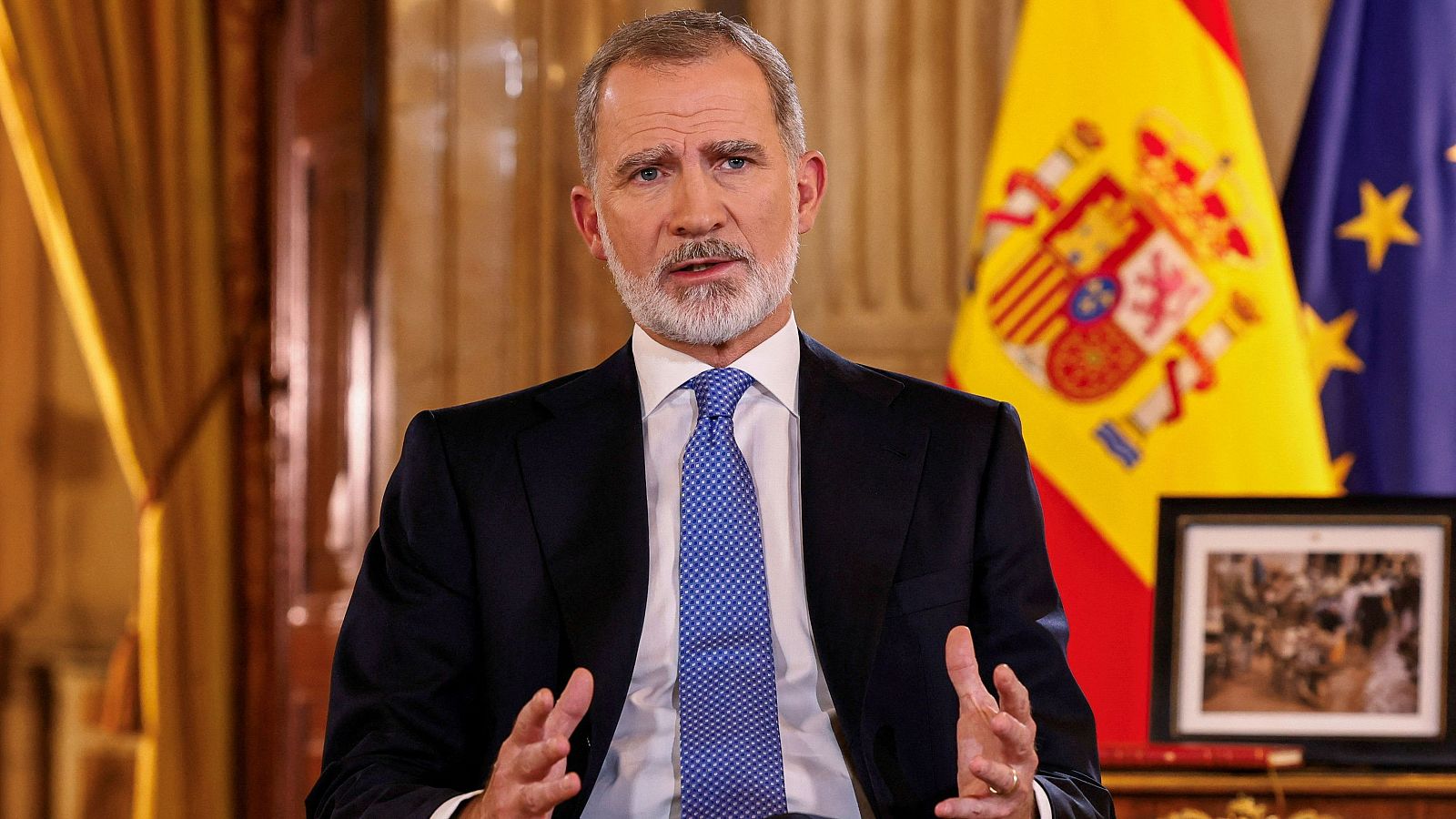 Discurso de Navidad del rey Felipe VI: el monarca durante su discurso de Navidad de 2024