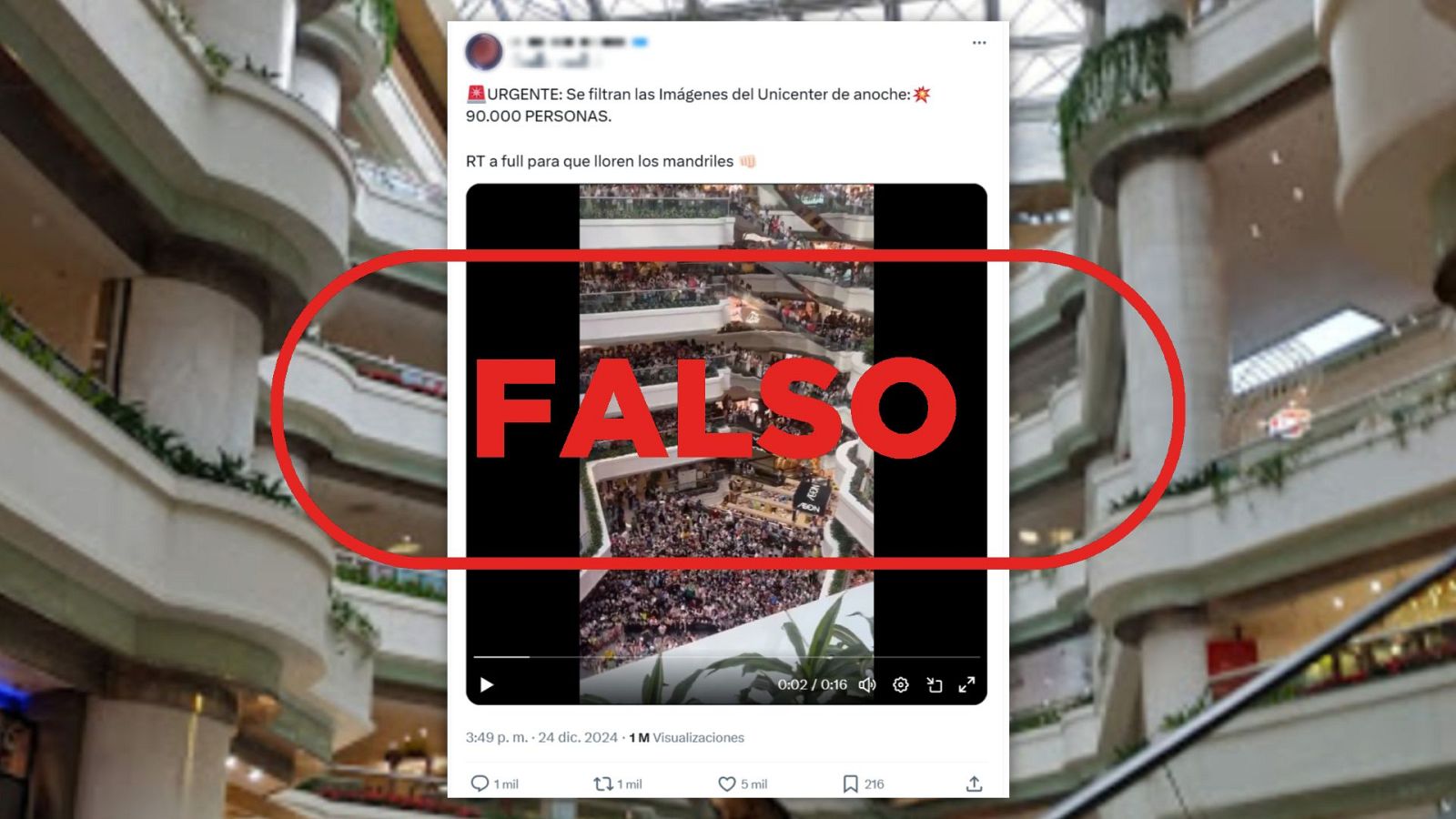 No es un vídeo del centro comercial Unicenter en Argentina