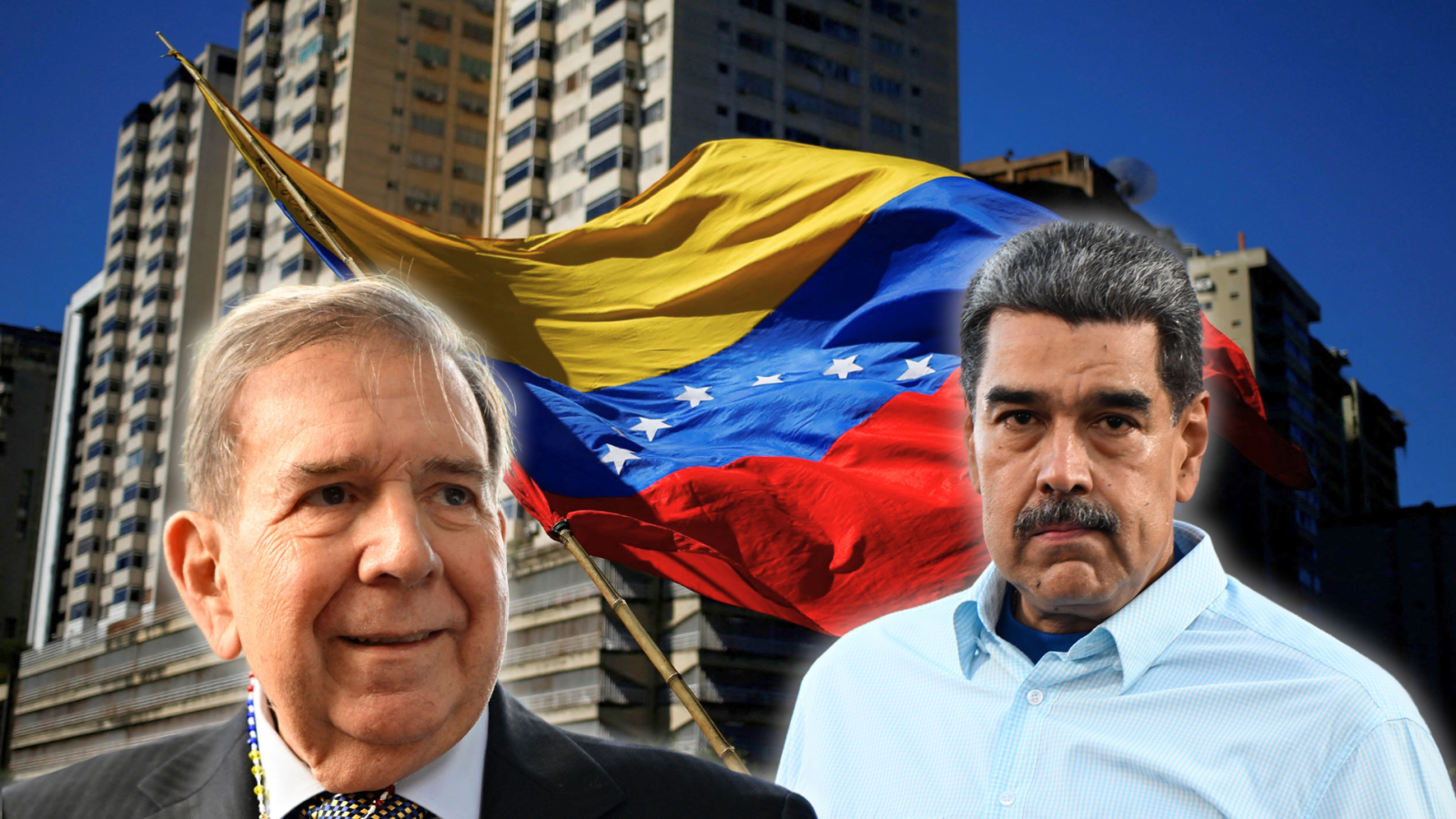 Felipe González y Nicolás Maduro aparecen juntos, con la bandera de Venezuela de fondo. La imagen alude a la posible participación de González en la investidura de Maduro.
