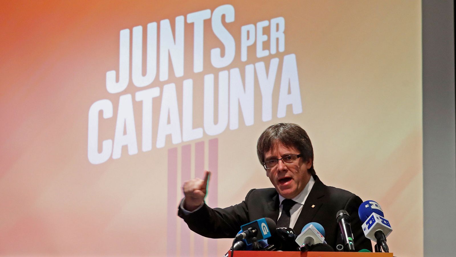 El expresidente catalán Carles Puigdemont, en la presentación de su lista el sábado