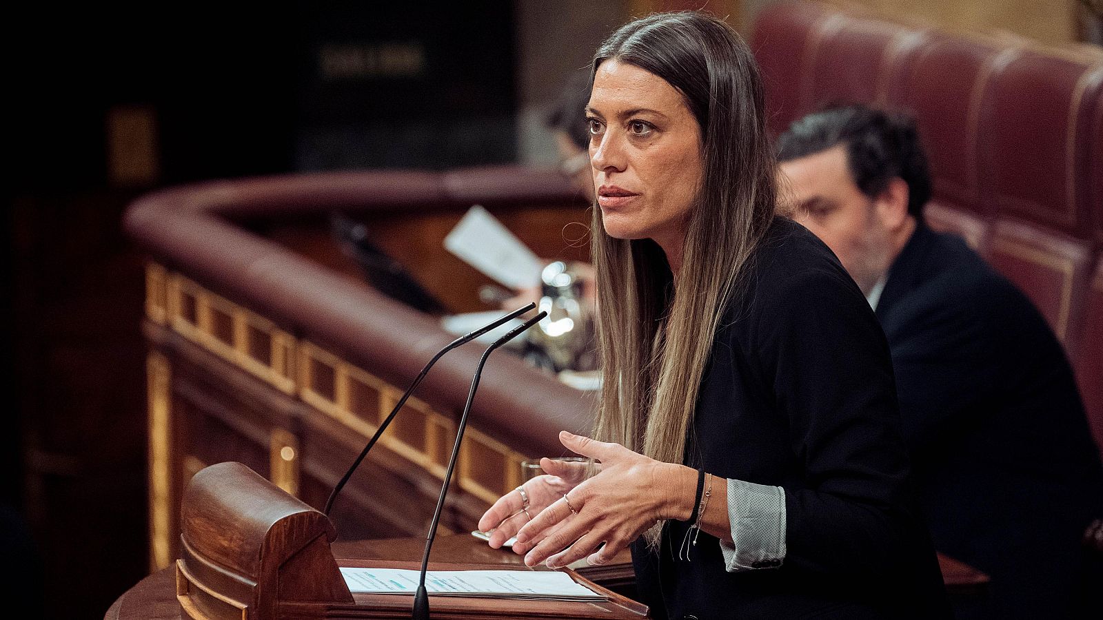 La portaveu de Junts en el Congrés, Miriam Nogueras, intervé durant una sessió plenària extraordinària, en el Congrés dels Diputats