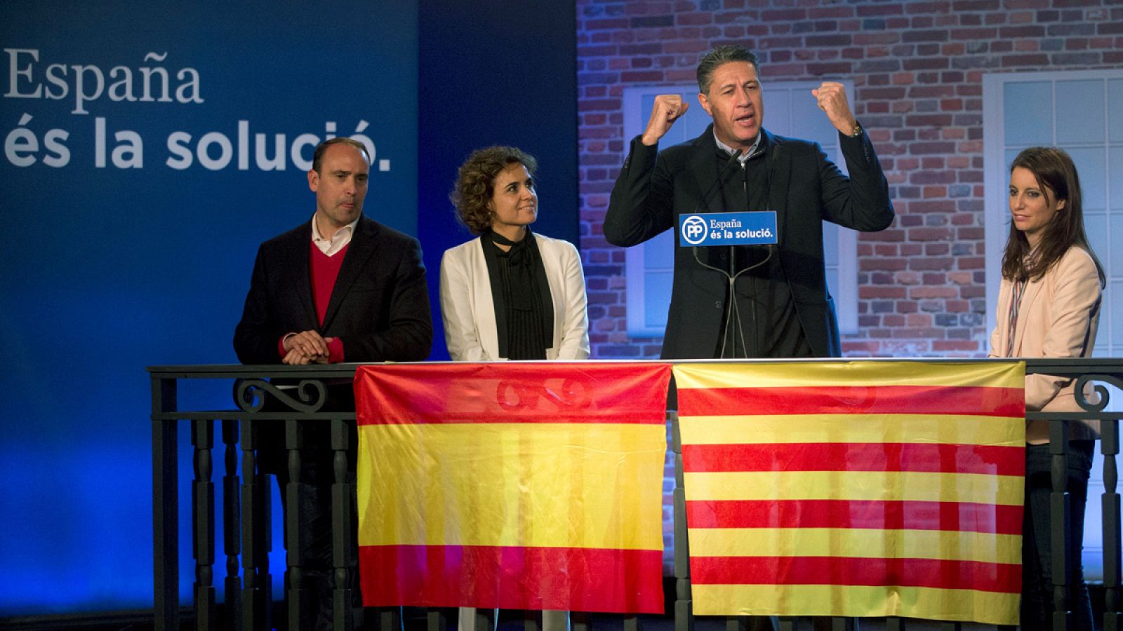 Xavier García-Albiol, en el acto de inicio de campaña del PPC, en Barcelona